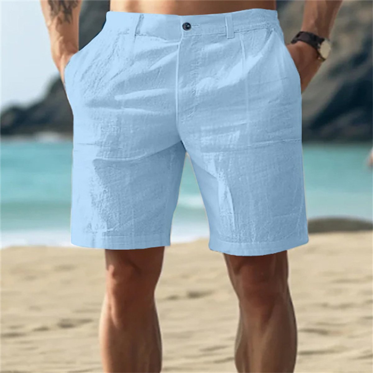 Niklas Relaxed Linen Shorts with Elastic Waist