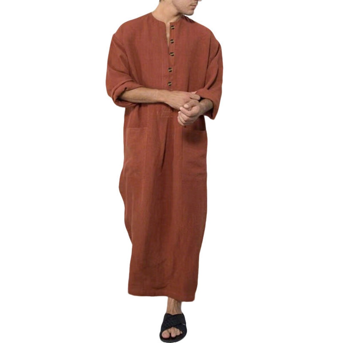 Moritz Linen Kaftan Tunic with Stand Collar