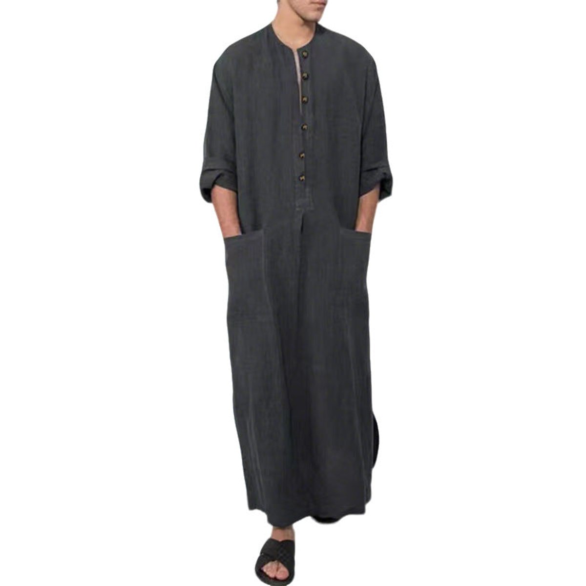 Moritz Linen Kaftan Tunic with Stand Collar