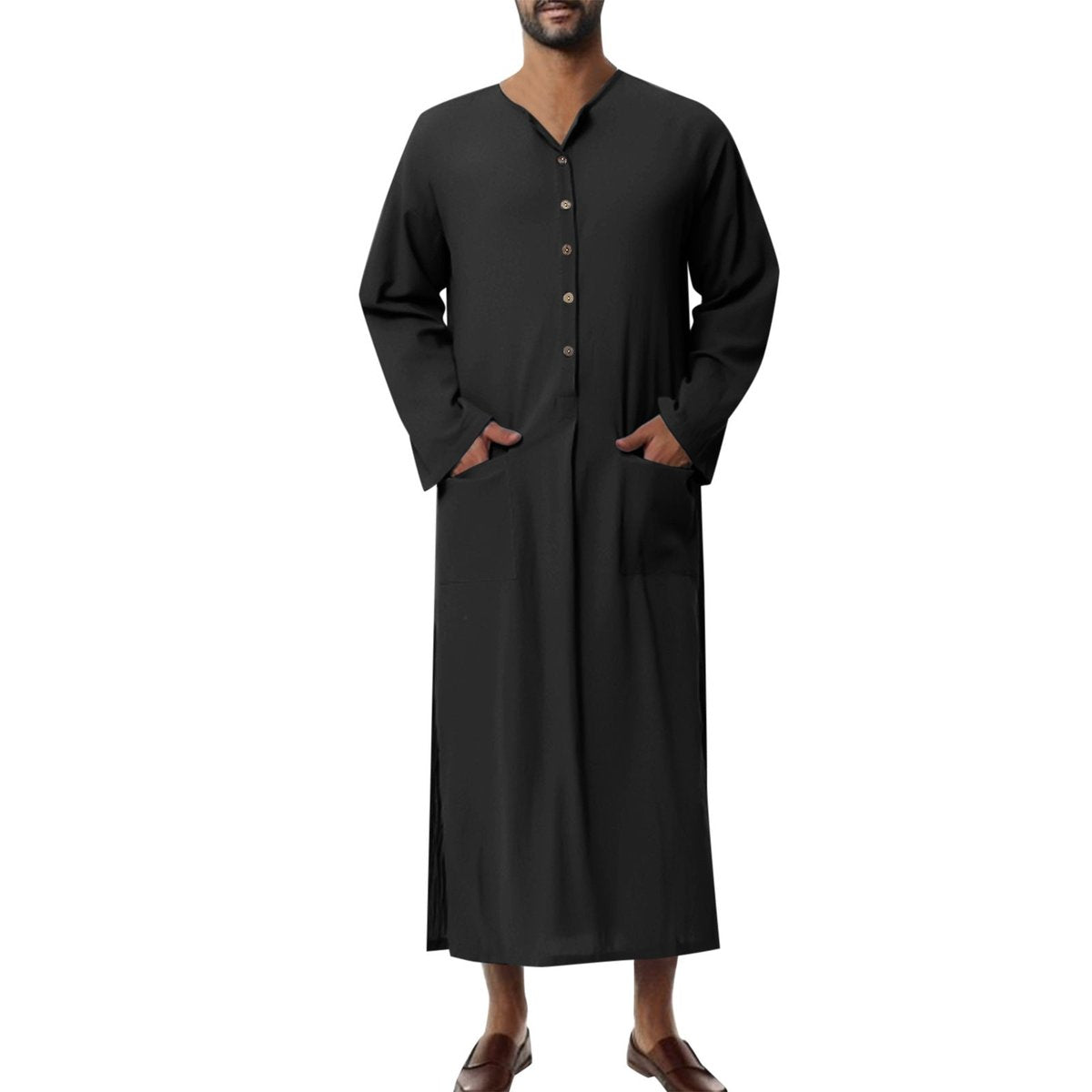 Moritz Linen Kaftan Tunic with Stand Collar
