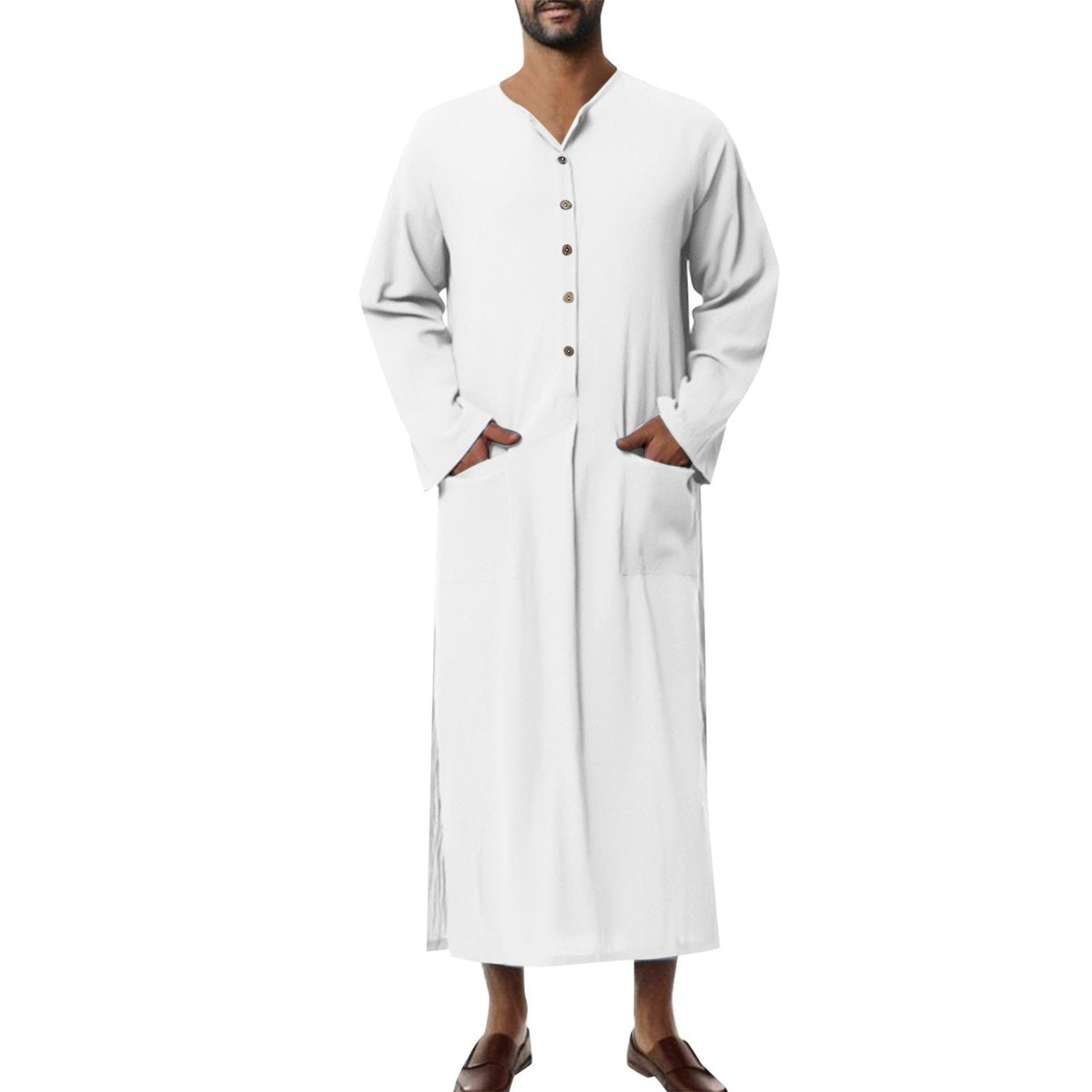 Moritz Linen Kaftan Tunic with Stand Collar