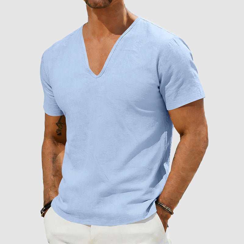 Sebastian Linen V-Neck Short Sleeve T-Shirt