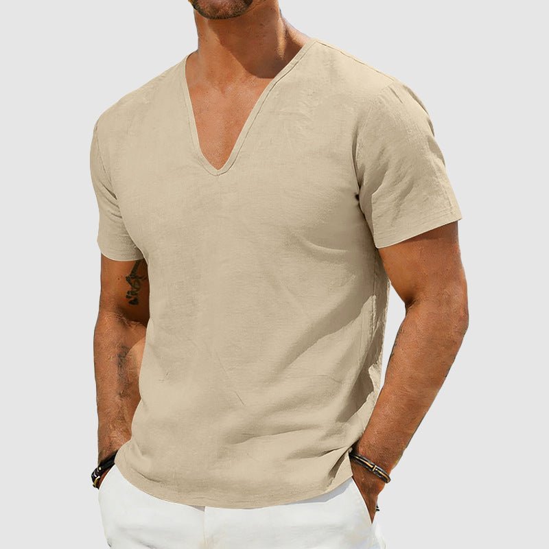 Sebastian Linen V-Neck Short Sleeve T-Shirt