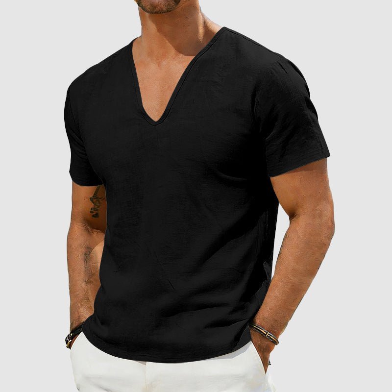 Sebastian Linen V-Neck Short Sleeve T-Shirt
