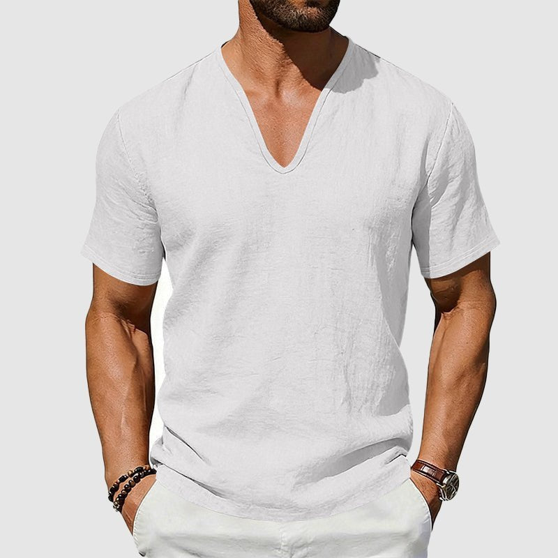 Sebastian Linen V-Neck Short Sleeve T-Shirt