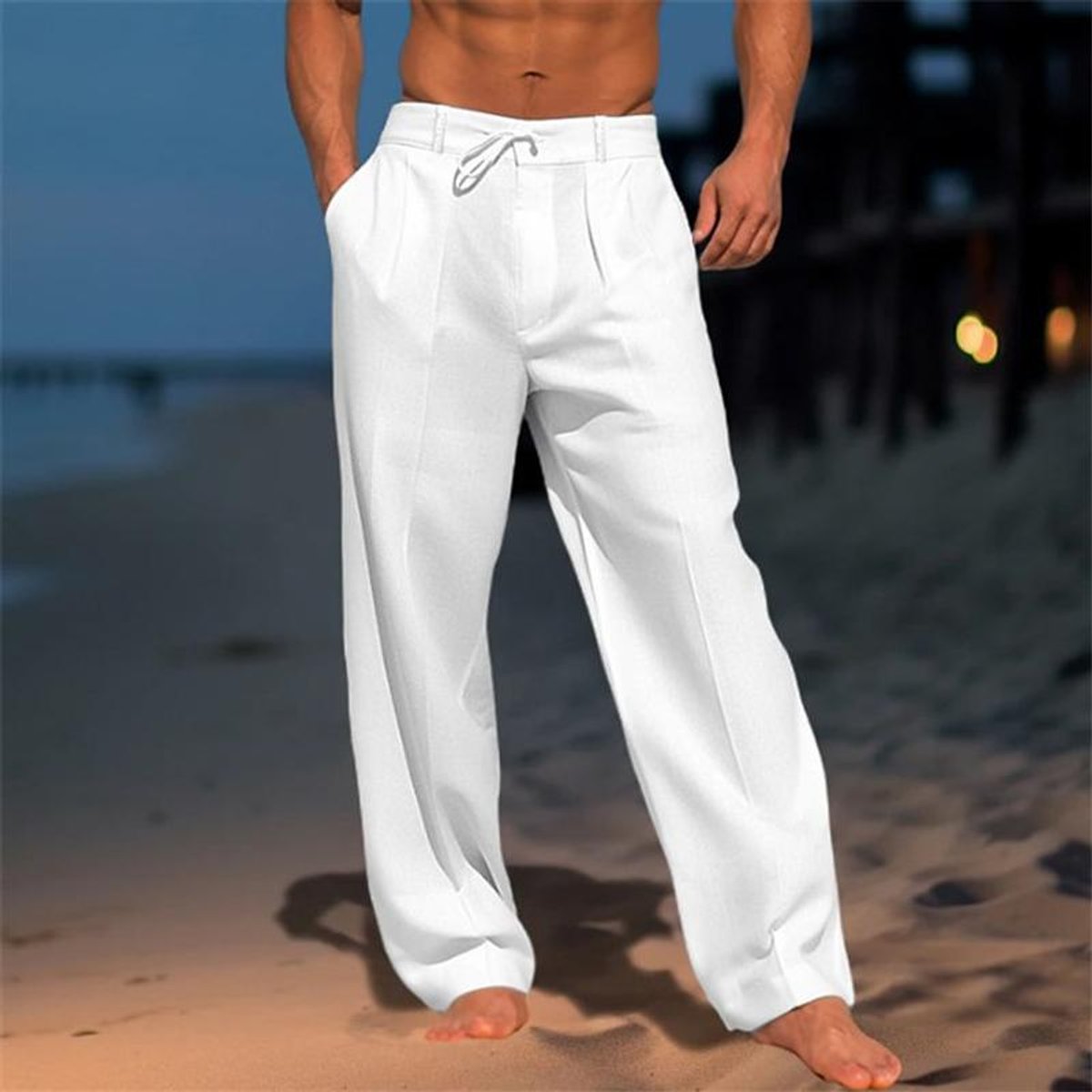 Alexander Wide-Leg Linen Drawstring Pants