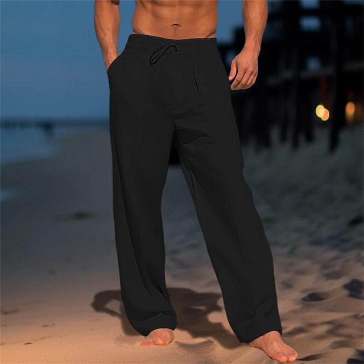 Alexander Wide-Leg Linen Drawstring Pants