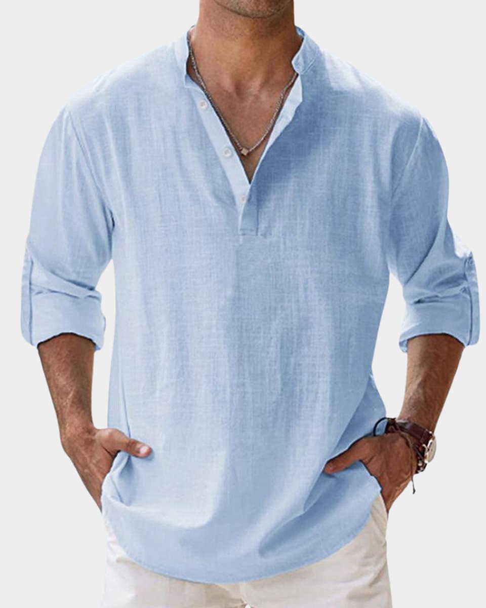Moritz Long-Sleeve Linen Henley Shirt