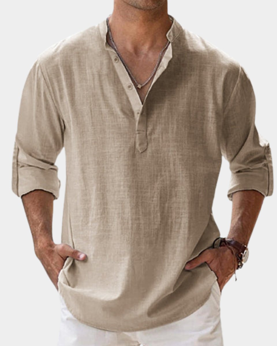 Moritz Long-Sleeve Linen Henley Shirt