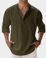 Moritz Long-Sleeve Linen Henley Shirt