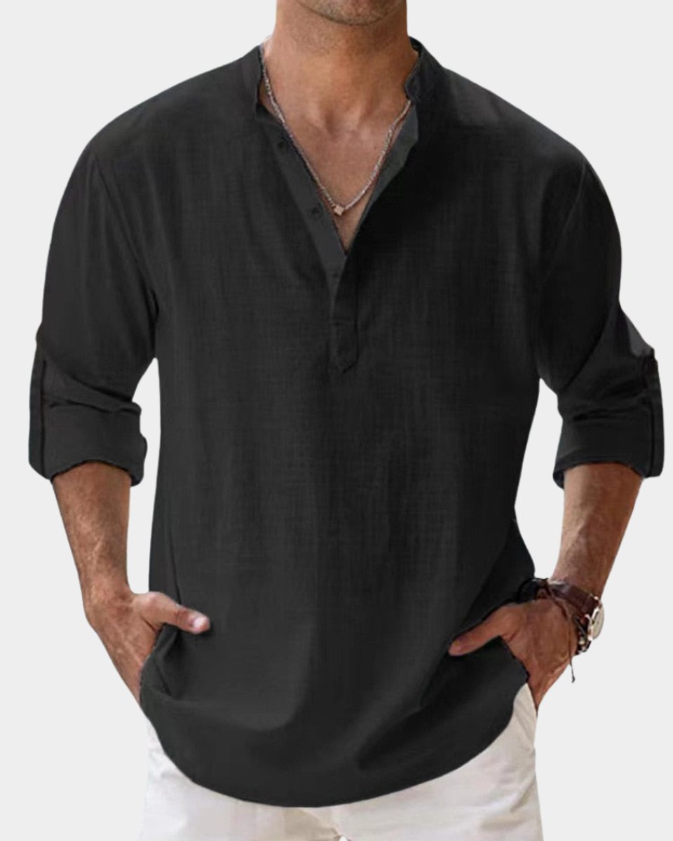 Moritz Long-Sleeve Linen Henley Shirt