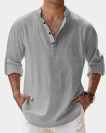 Moritz Long-Sleeve Linen Henley Shirt