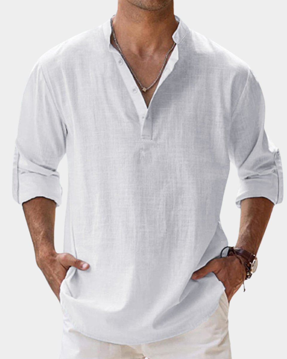 Moritz Long-Sleeve Linen Henley Shirt