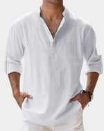 Moritz Long-Sleeve Linen Henley Shirt