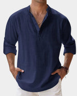 Moritz Long-Sleeve Linen Henley Shirt