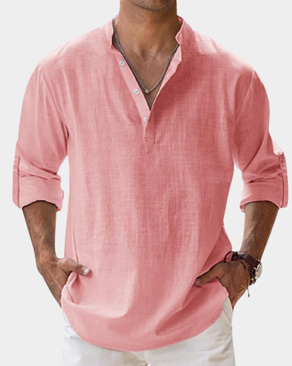 Moritz Long-Sleeve Linen Henley Shirt