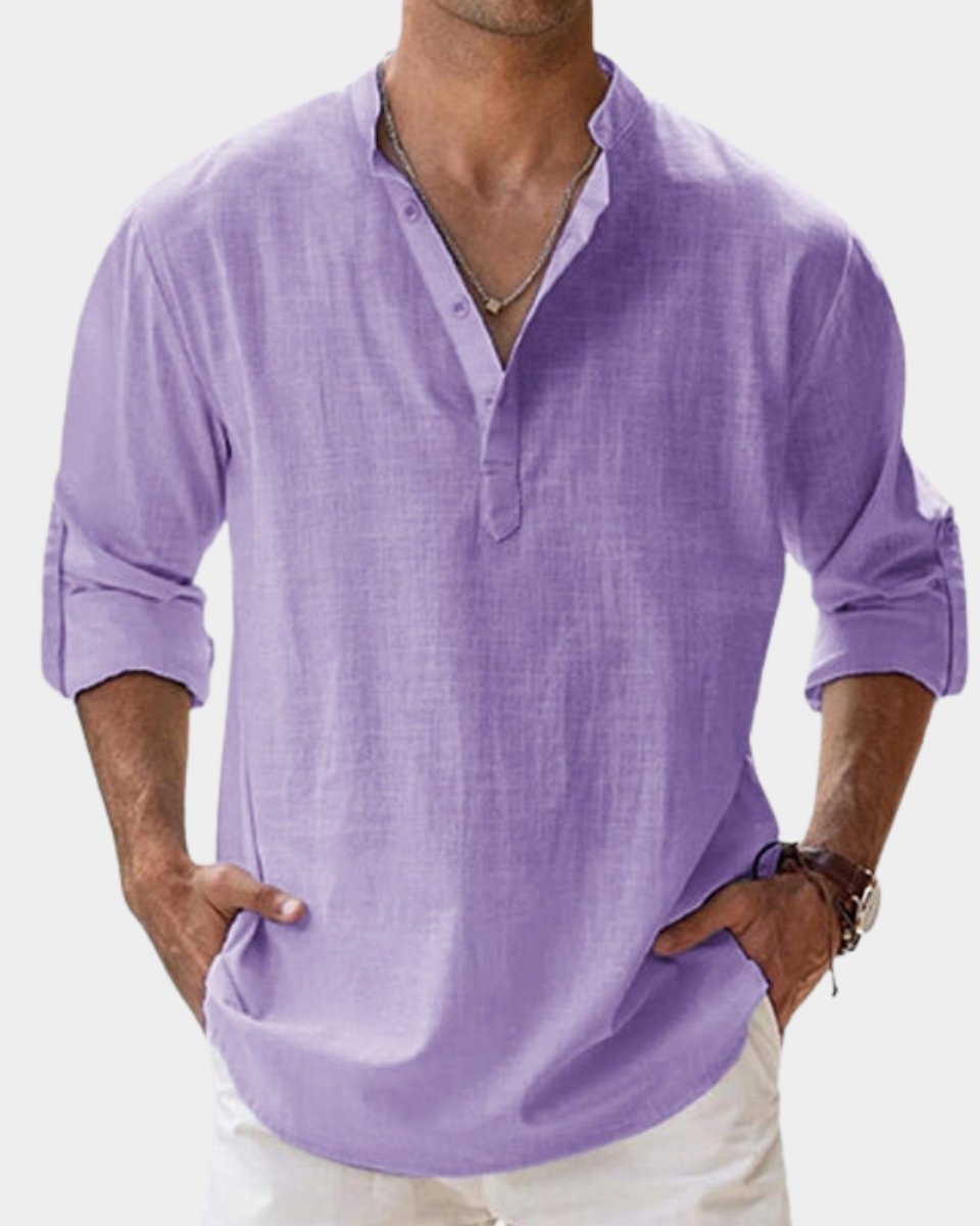 Moritz Long-Sleeve Linen Henley Shirt