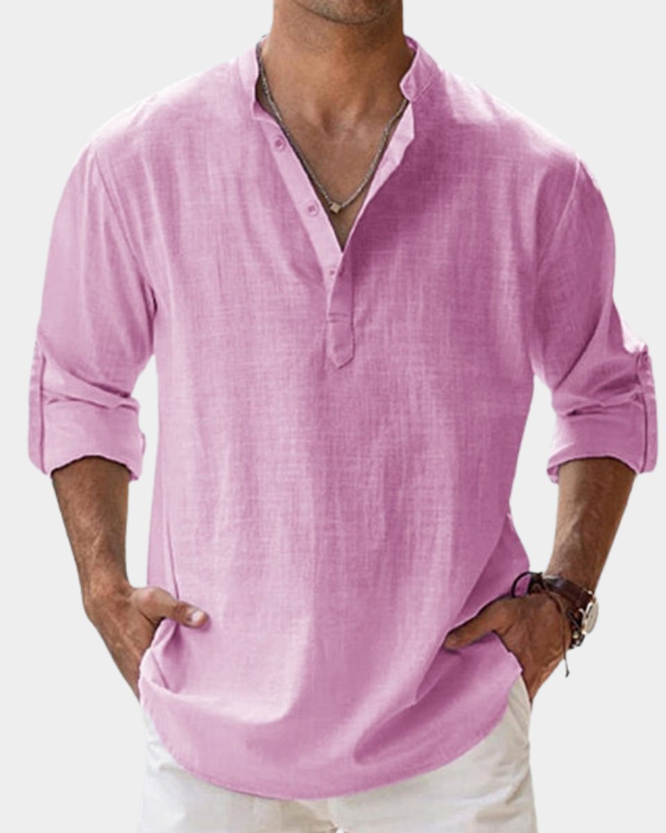 Moritz Long-Sleeve Linen Henley Shirt