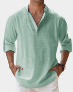 Moritz Long-Sleeve Linen Henley Shirt