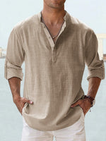Simon Relaxed-Fit Linen Shirt with Stand Collar