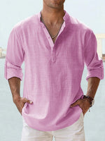 Simon Relaxed-Fit Linen Shirt with Stand Collar