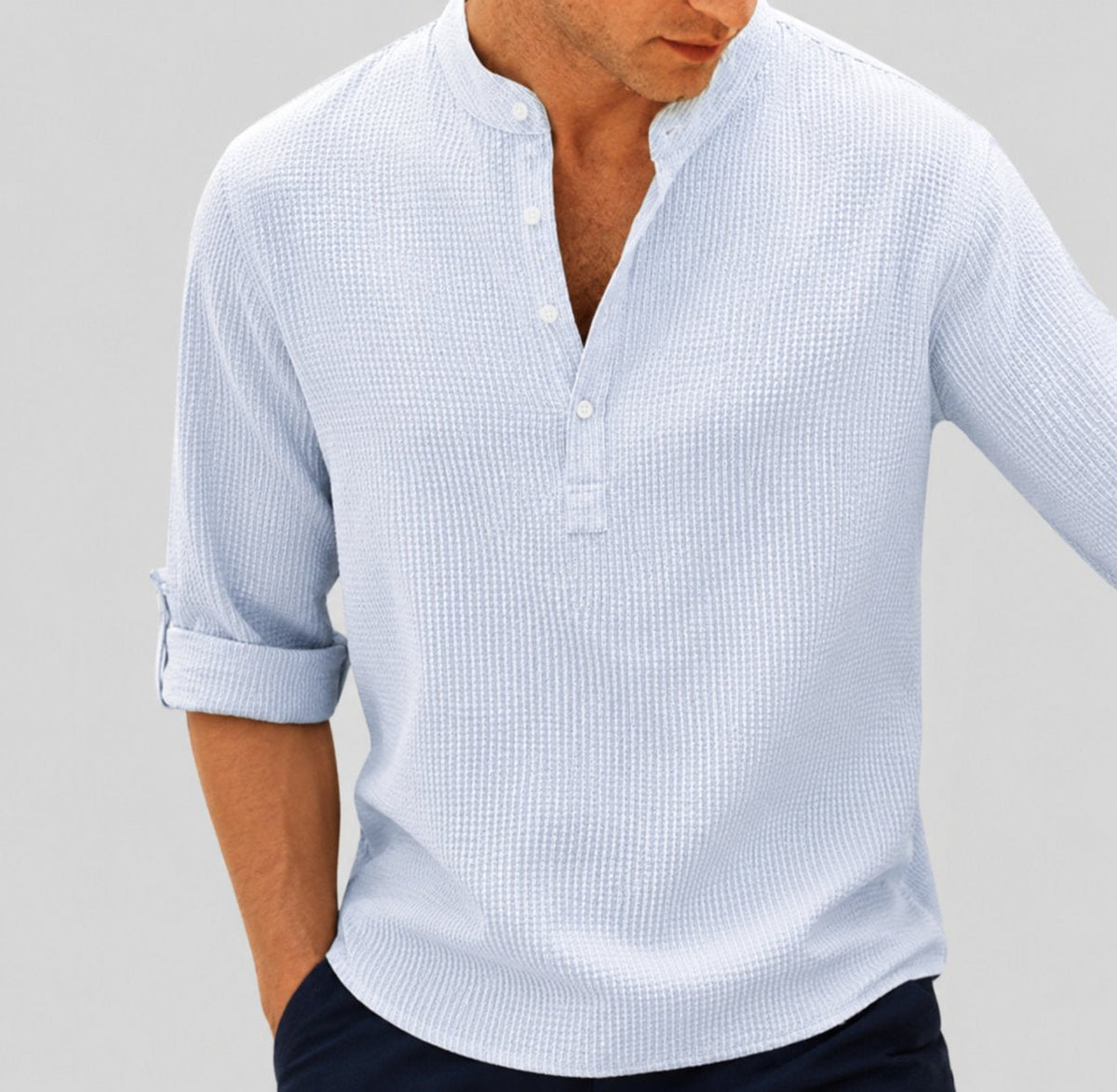 Sebastian Striped Linen Henley Shirt