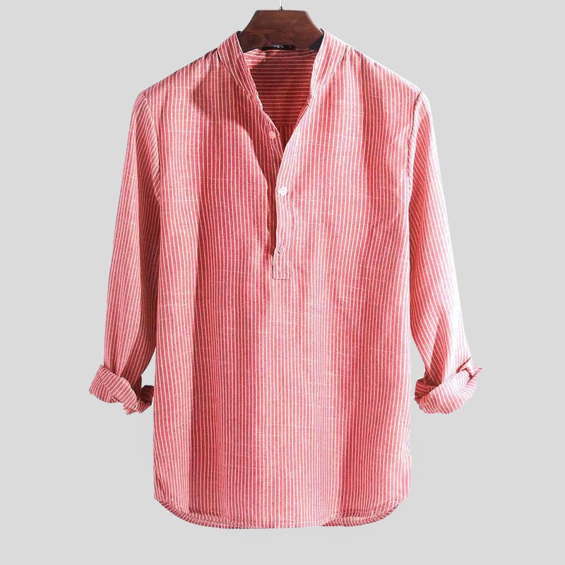 Sebastian Striped Linen Henley Shirt