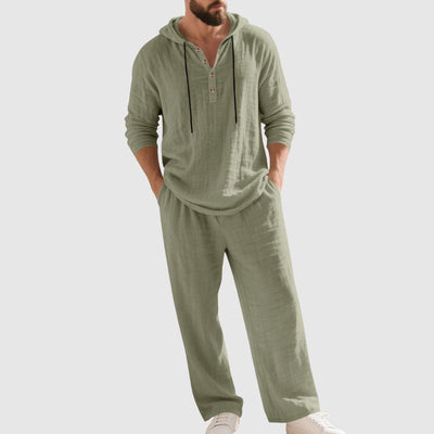 Felix Linen Henley Hoodie and Pants Set