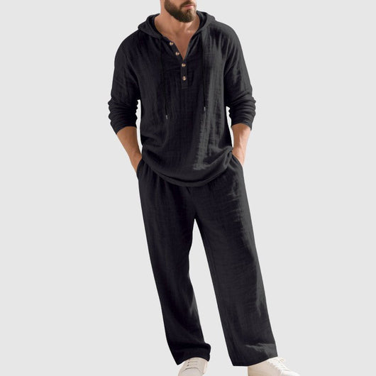 Felix Linen Henley Hoodie and Pants Set