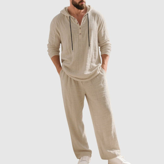 Felix Linen Henley Hoodie and Pants Set