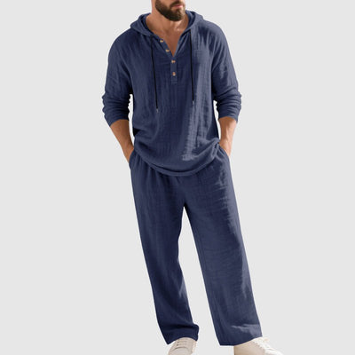 Felix Linen Henley Hoodie and Pants Set