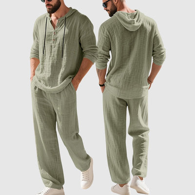 Felix Linen Henley Hoodie and Pants Set