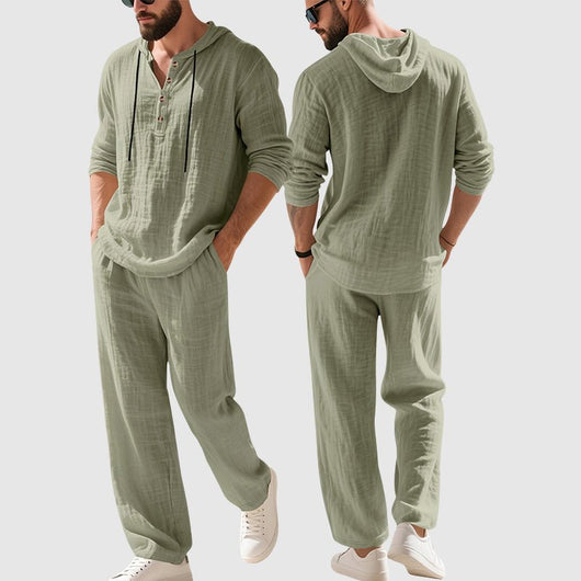 Felix Linen Henley Hoodie and Pants Set