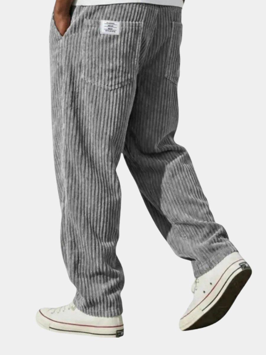 Moritz Straight-Leg Corduroy Pants with Elastic Waist
