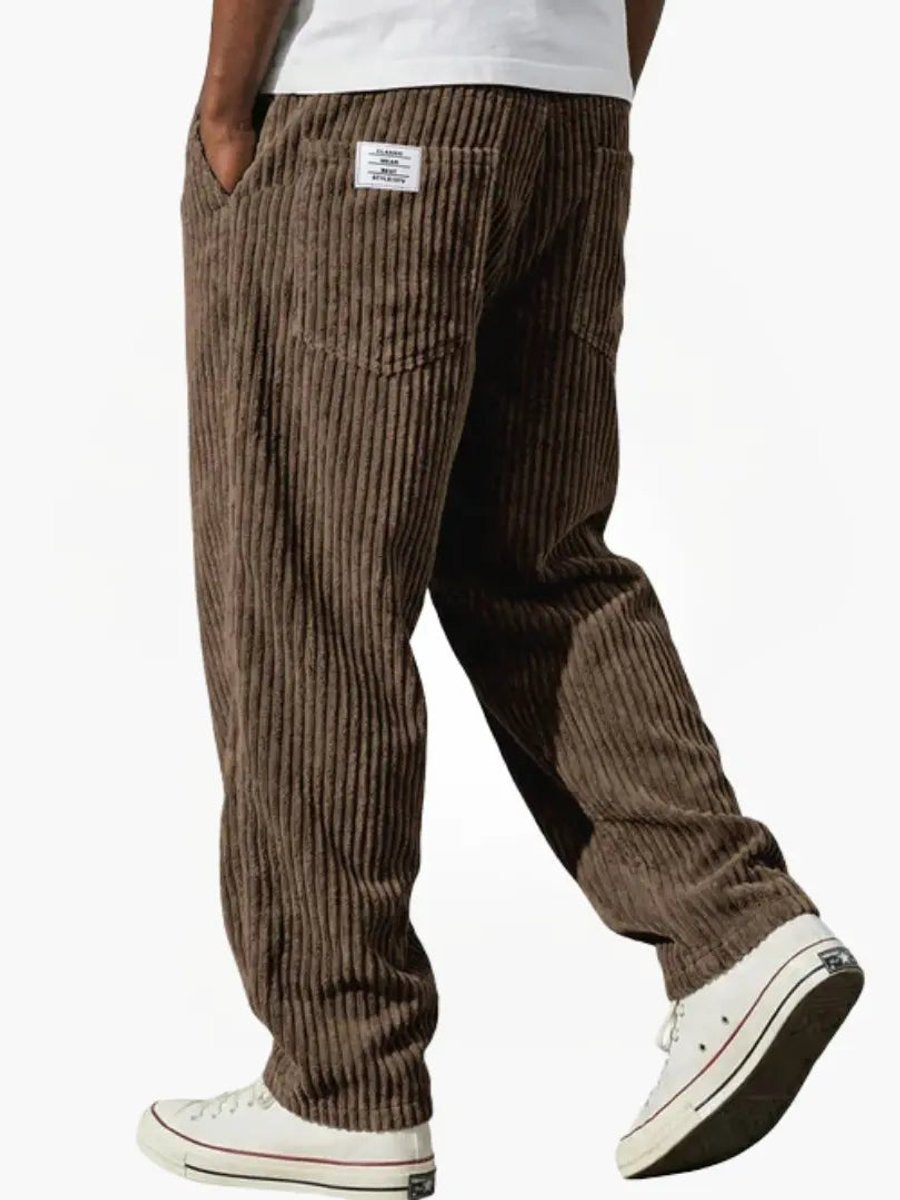 Moritz Straight-Leg Corduroy Pants with Elastic Waist