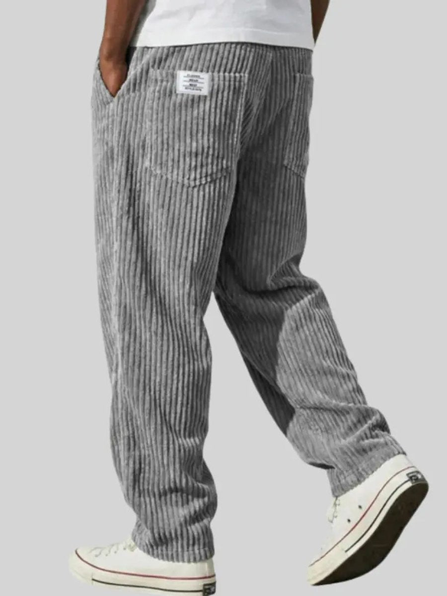 Moritz Straight-Leg Corduroy Pants with Elastic Waist