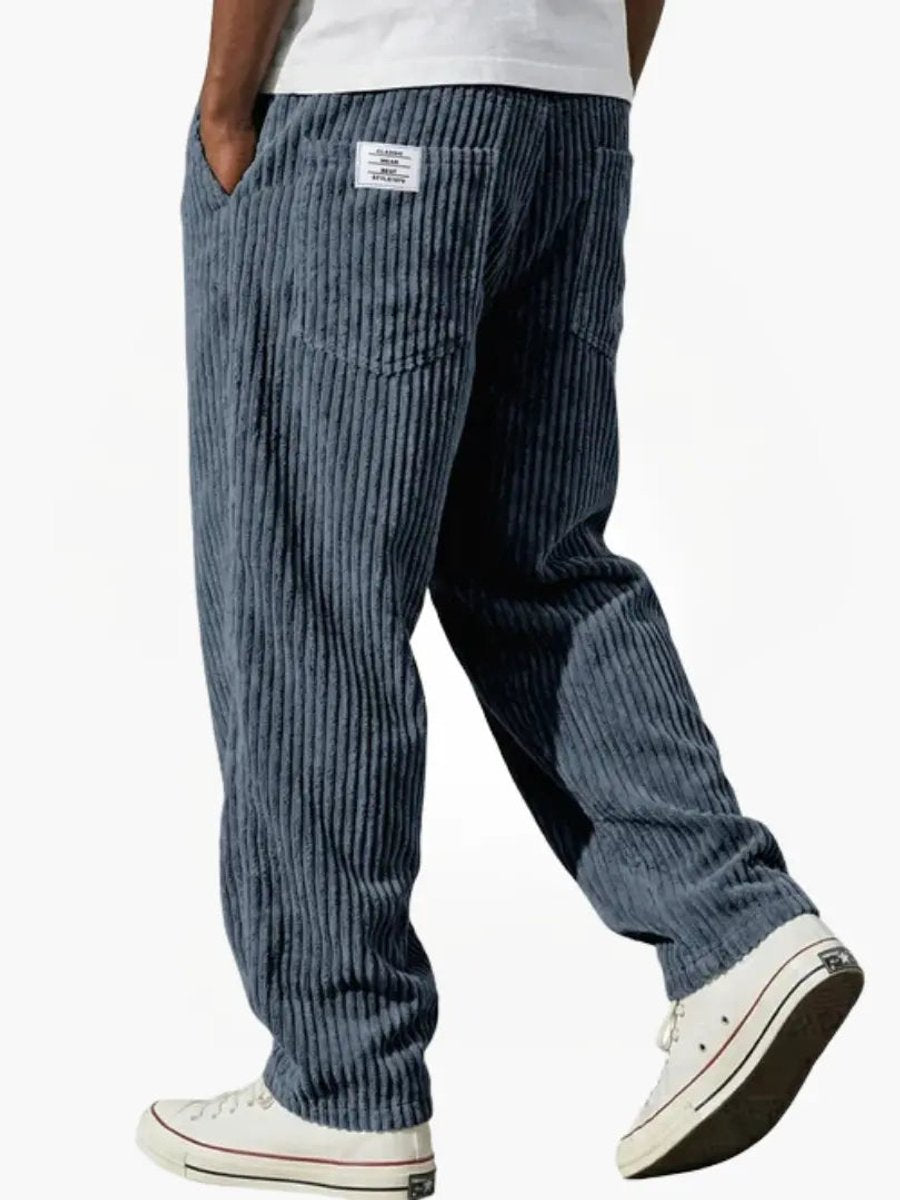 Moritz Straight-Leg Corduroy Pants with Elastic Waist