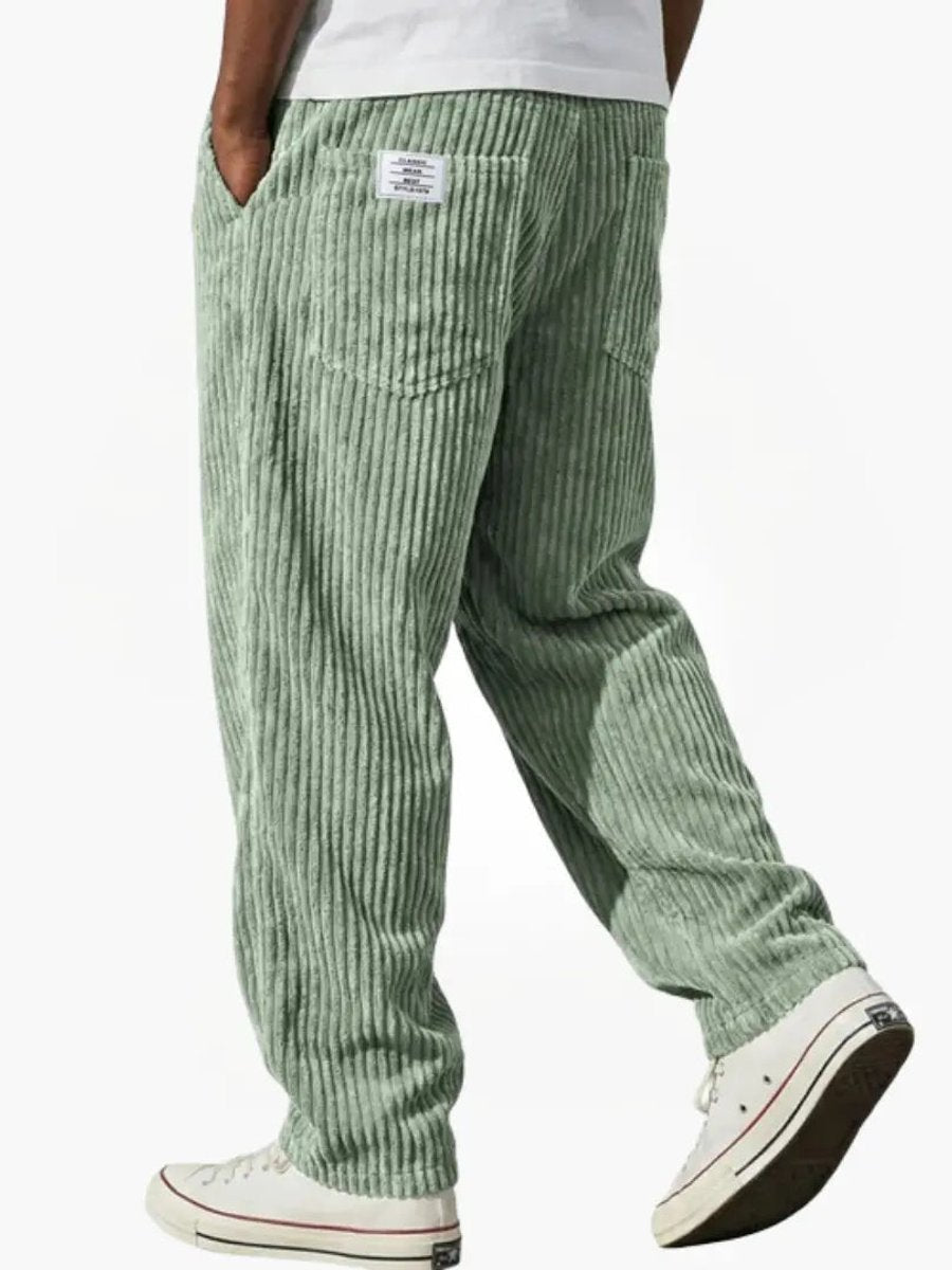 Moritz Straight-Leg Corduroy Pants with Elastic Waist