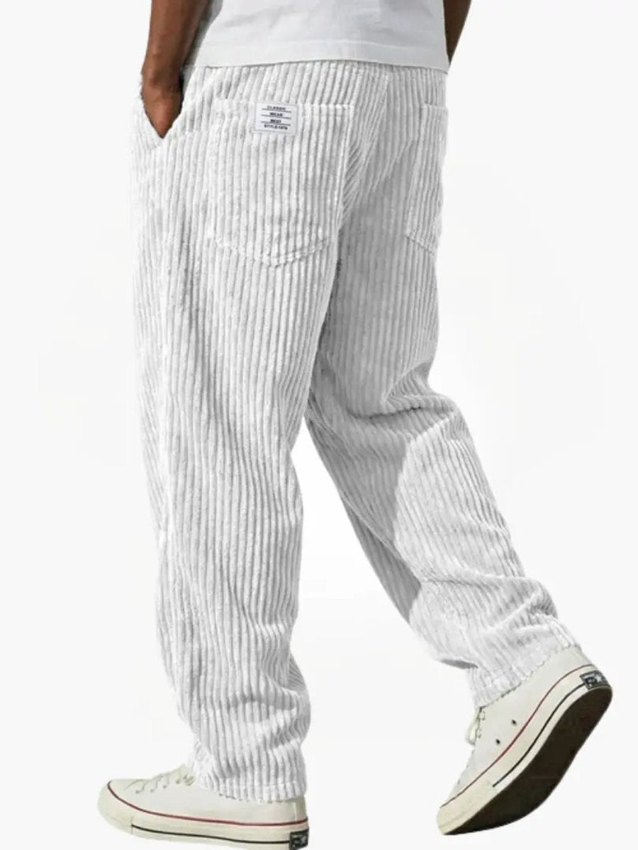 Moritz Straight-Leg Corduroy Pants with Elastic Waist