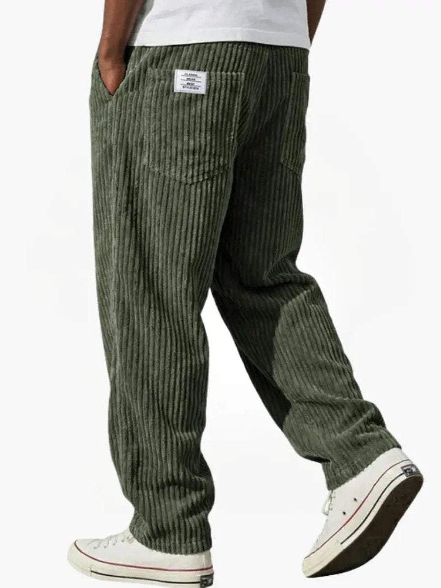 Moritz Straight-Leg Corduroy Pants with Elastic Waist