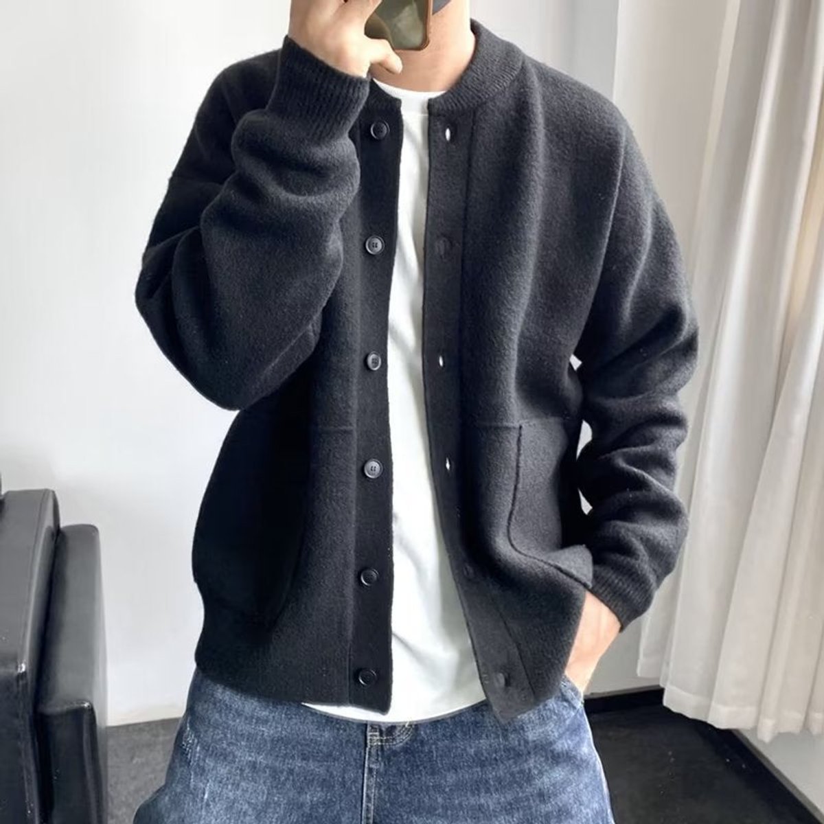 Leon Oversized Button-Front Knit Cardigan