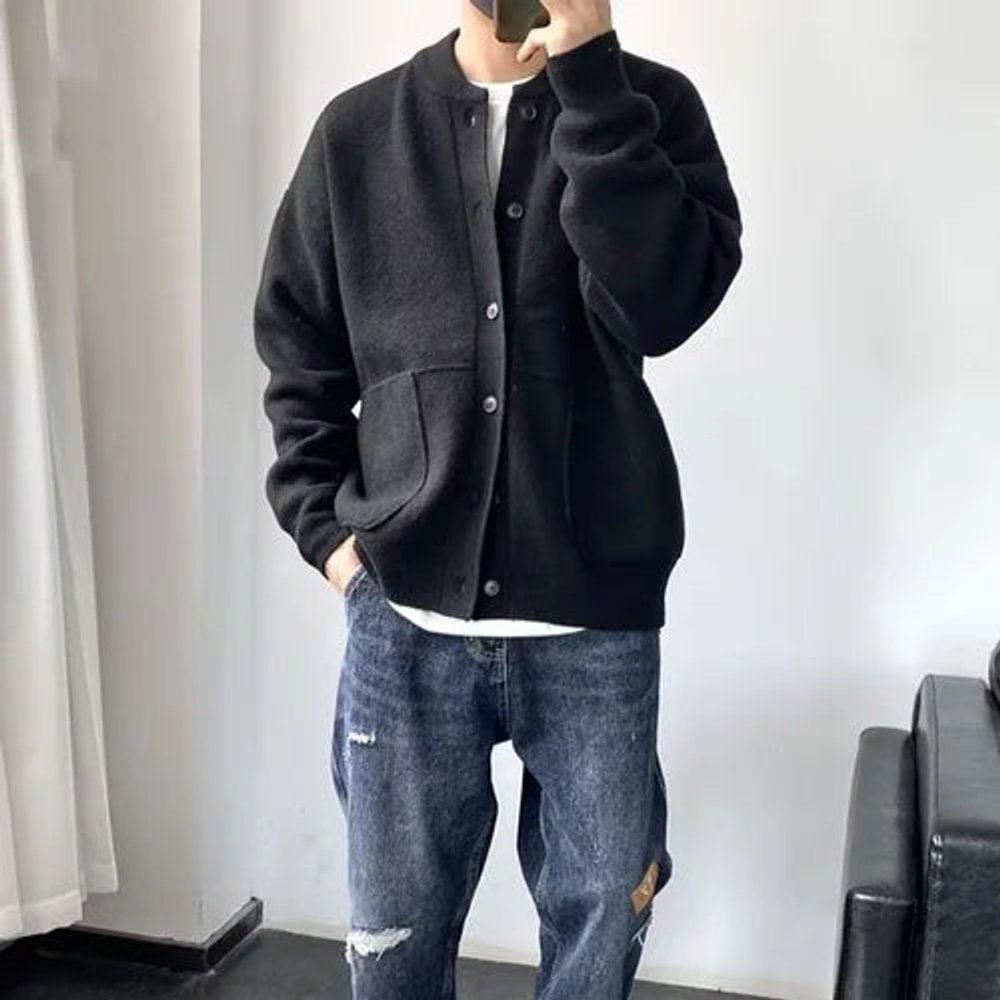 Leon Oversized Button-Front Knit Cardigan