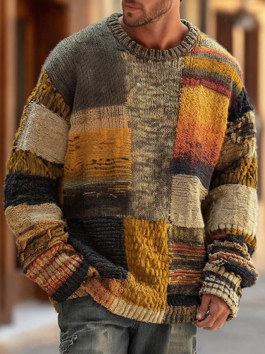 Matthias Patchwork Crewneck Knit Sweater