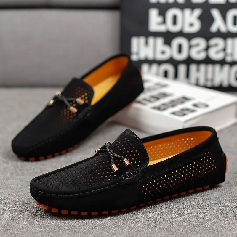 Florian Perforated Suede Slip-On Loafers