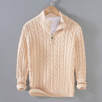 Simon Half-Zip Cable Knit Sweater Cotton Blend