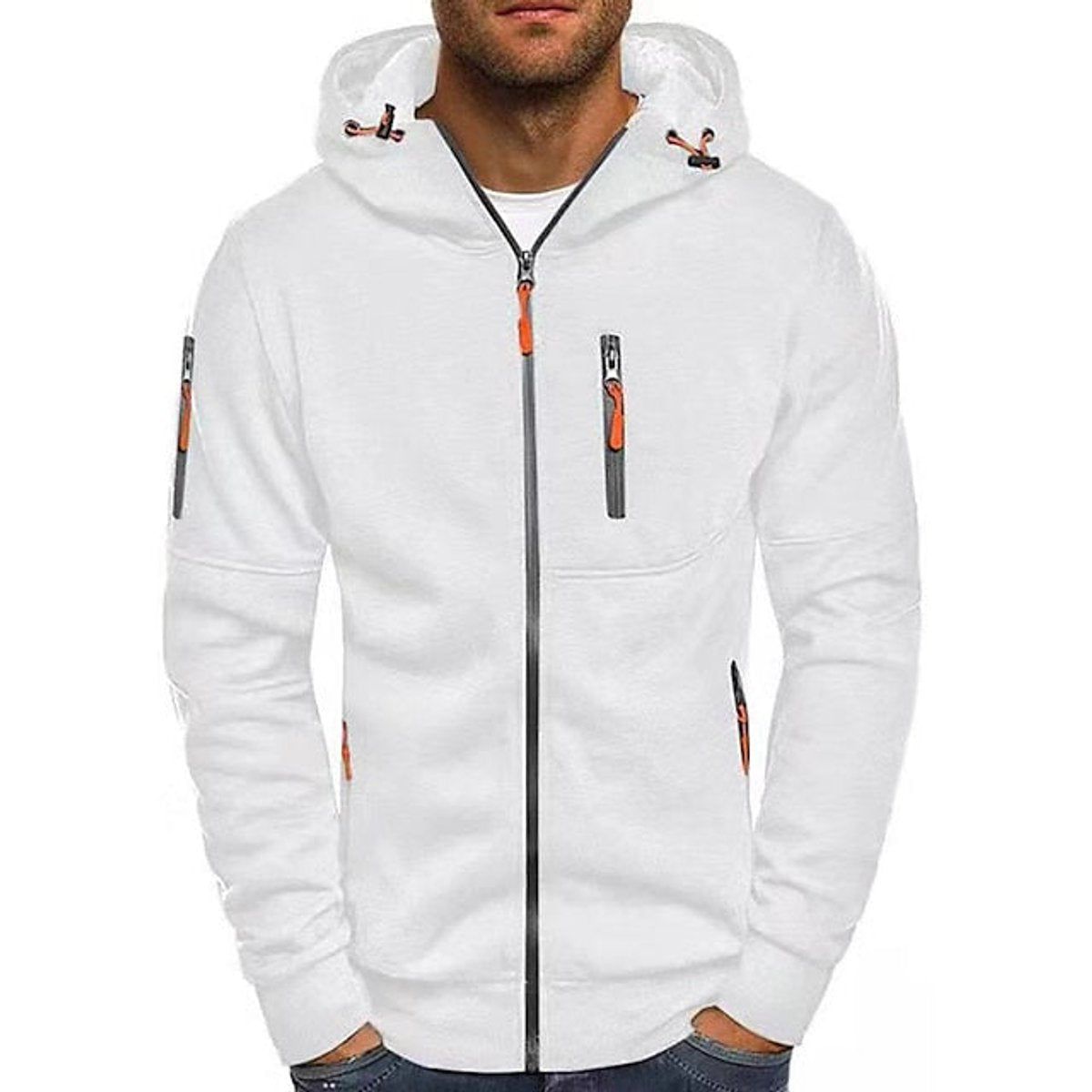 Simon Zip-Up Drawstring Hoodie Sweater