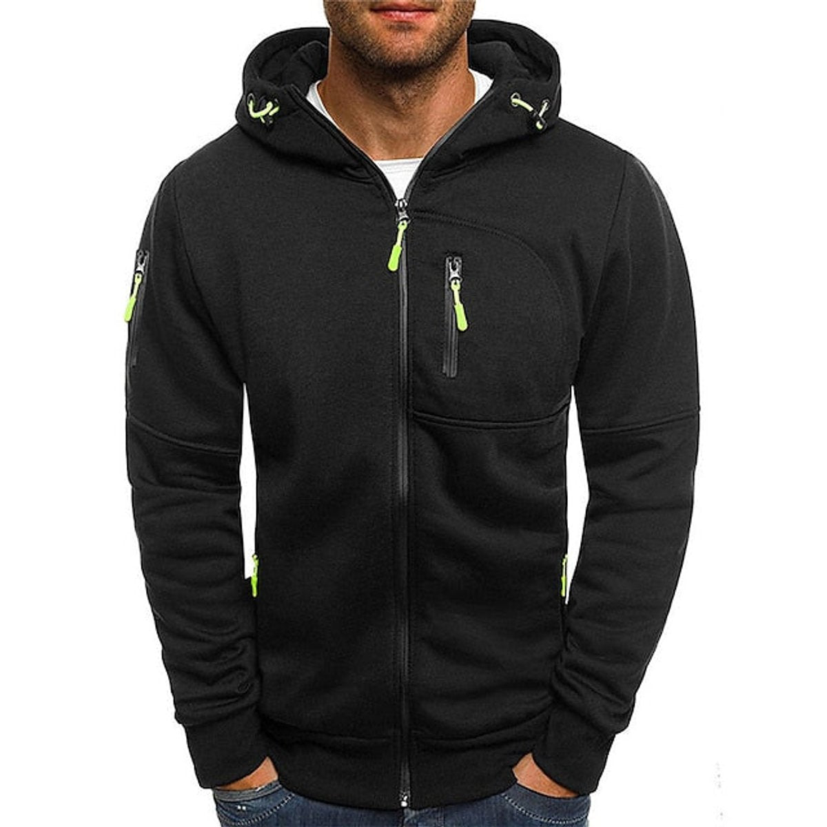 Simon Zip-Up Drawstring Hoodie Sweater
