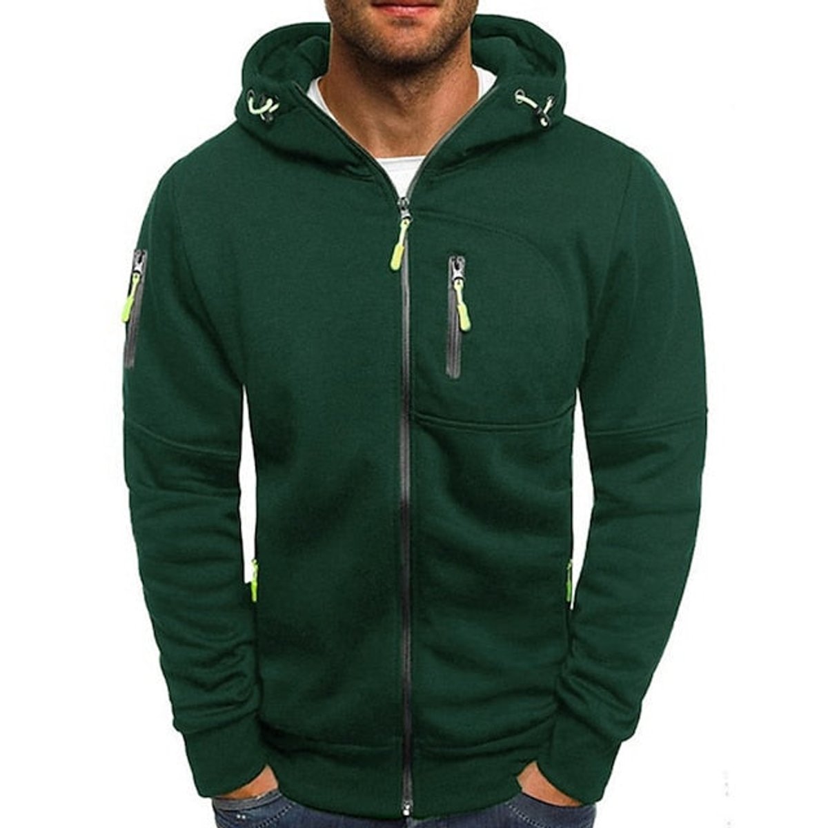 Simon Zip-Up Drawstring Hoodie Sweater