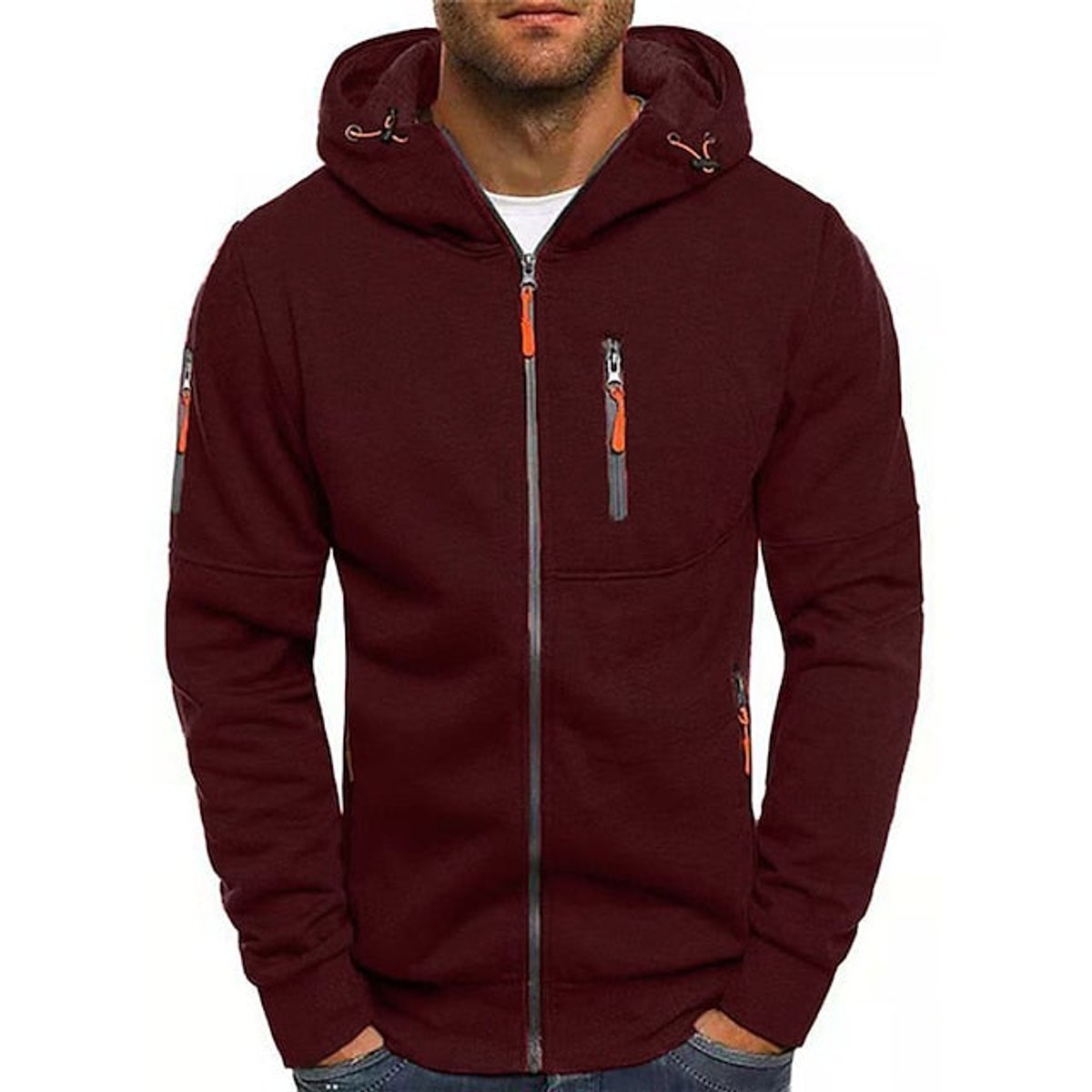 Simon Zip-Up Drawstring Hoodie Sweater
