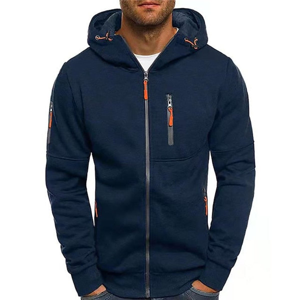 Simon Zip-Up Drawstring Hoodie Sweater